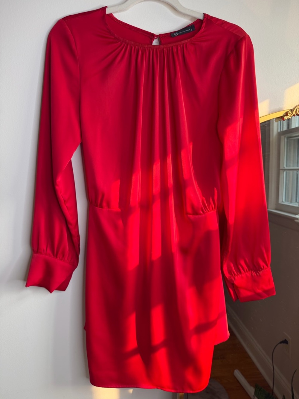 Women's Red Mini Dress - Classic Long Sleeve